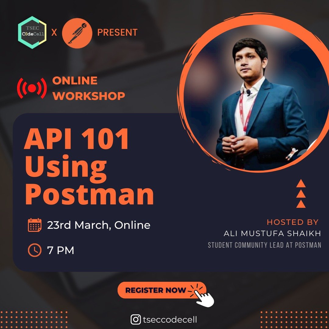 TSECCodeCell's tweet photo. Almost every Tech geek has to interact with APIs and guess what, TSEC CodeCell brings to you a workshop on what APIs are and how to work with them!

🎉 API 101 Using Postman 🎉 https://t.co/gF1nEVIqS8