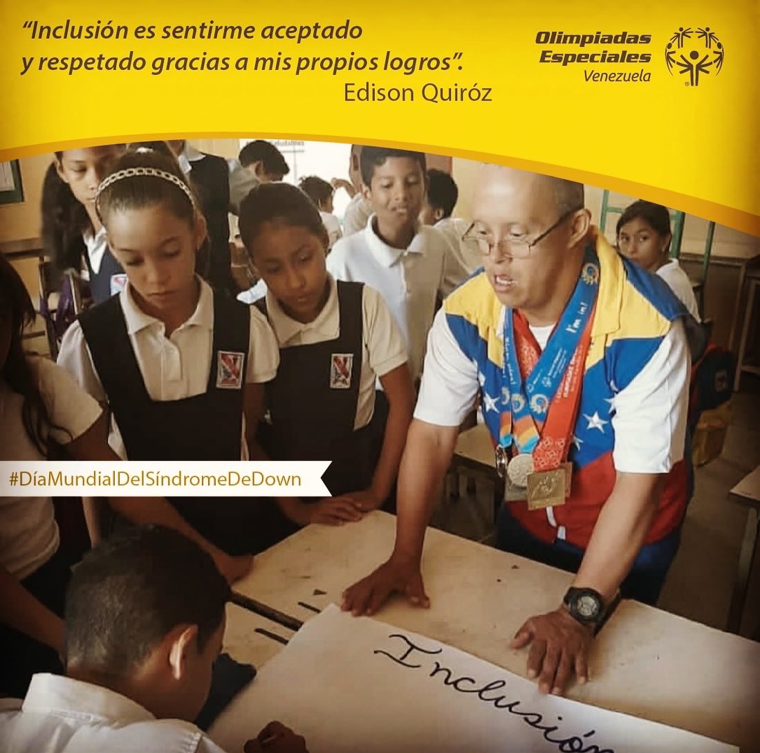 oevenezuela's tweet photo. #InclusiónSignifica nosotros. En  @OEVenezuela, buscamos crear un mundo inclusivo donde las personas con discapacidad intelectual puedan crecer y formar parte de la sociedad que les rodea.En este #DíaMundialDelSíndromeDeDown, pregúntate:¿Qué es inclusión para mí? #EligeIncluir https://t.co/2nDwkQ2fqS