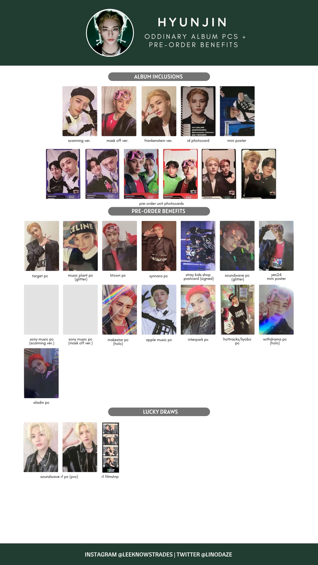 🐉gab on X: Stray Kids <ODDINARY> photocard list- web benefit   / X