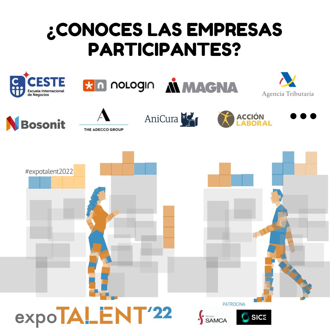 En expoTALENT'22 🧡 te esperan más de 55 empresas las cuales ofrecerán stans, talleres, retos, coaching corner y un portal de prácticas y empleo...¡No te lo pierdas! Descubre todas las empresas que te esperan👇🏼
universa.unizar.es/foro-empleo/ex…