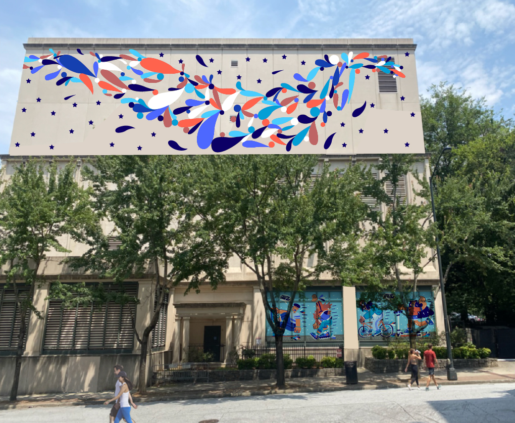 Big news: George F. Baker III (<a href="/_gfb3/">George F. Baker III</a>), one of #MidtownATL's Artists in Residence, starts work soon on a mural on the building next to the Midtown <a href="/MARTAtransit/">MARTA</a> Station! It will provide some eye-catching color to pedestrians as they approach the Peachtree Place entrance.