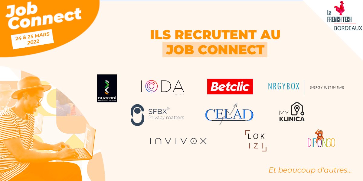 📢 J-2 avant le #JobConnect ! 😱

Il est encore temps de postuler chez ➡️ Guarini, <a href="/IodaGroup/">IODA GROUP</a>, @betclicFranc, <a href="/nrgybox/">NRGYBOX 💡 🇫🇷</a>, <a href="/SFBX_/">SFBX</a>, <a href="/CELAD_Nantes/">CELAD Nantes</a>, Myklinica, Invivox, Lokizi, <a href="/Dipongo_team/">Dipongo</a> ... et beaucoup d'autres 🚀

📆 24 &amp; 25 mars
Candidatez 👉 bit.ly/3h0ui3B