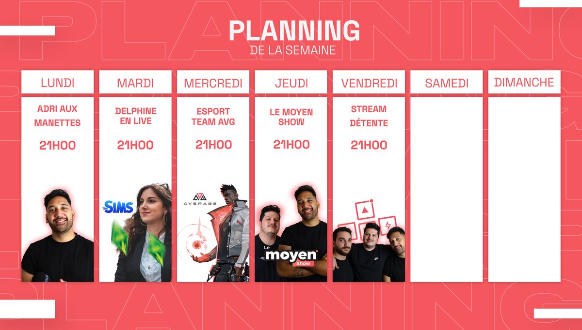 LMoyens's tweet photo. 💥Le planning de cette semaine. Du lourd, du très lourd💥 https://t.co/nWmlSS4G9g