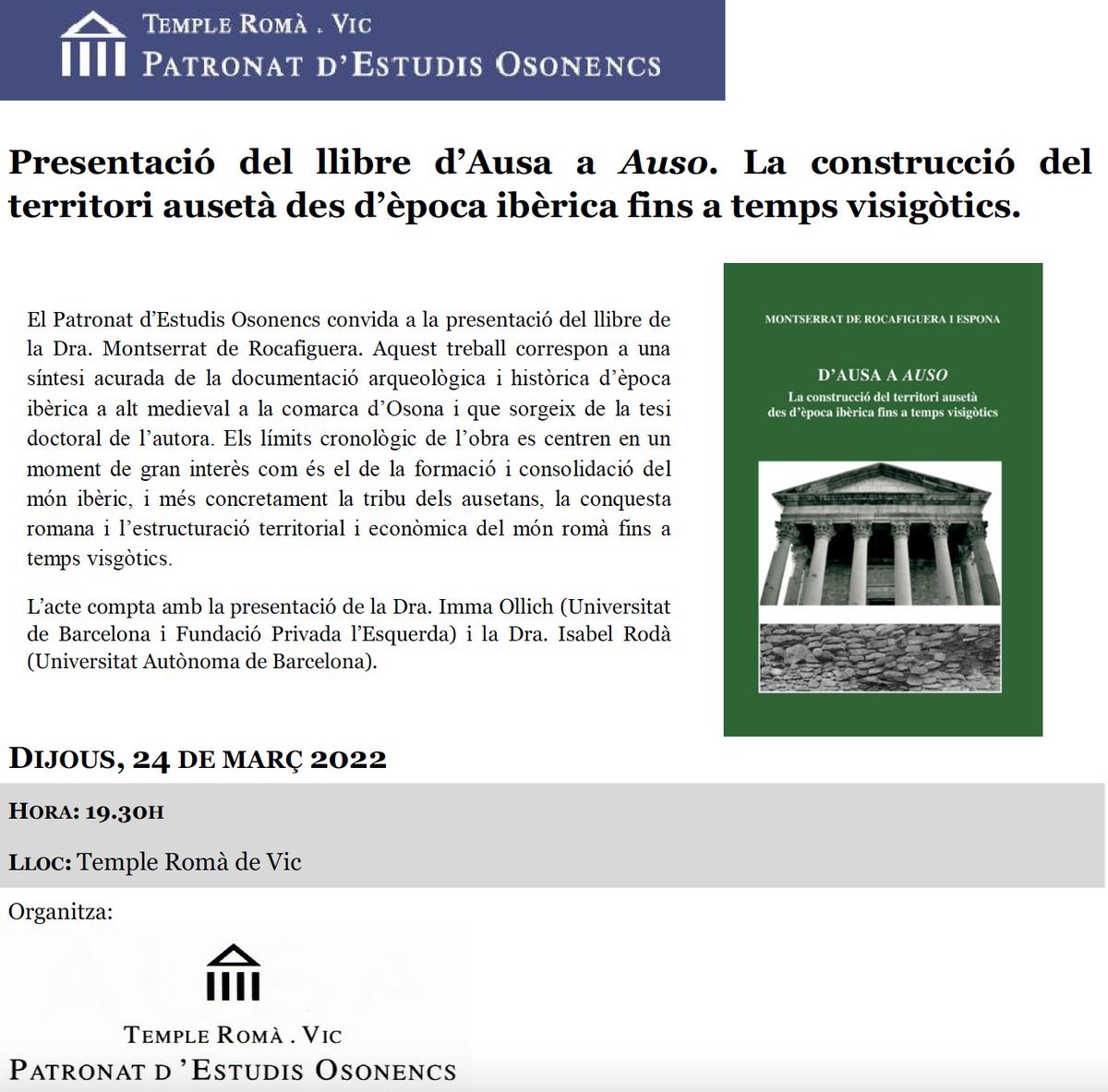 Patronat d’Estudis Osonencs tweet media