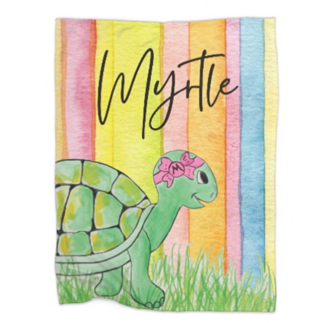 Walking into #Monday with a smile 😊 This cute and cozy Myrtle the Turtle blanket is available now in our shop! Visit us on OliKidsCo.com or on #Etsy to snag one before they’re gone 🐢