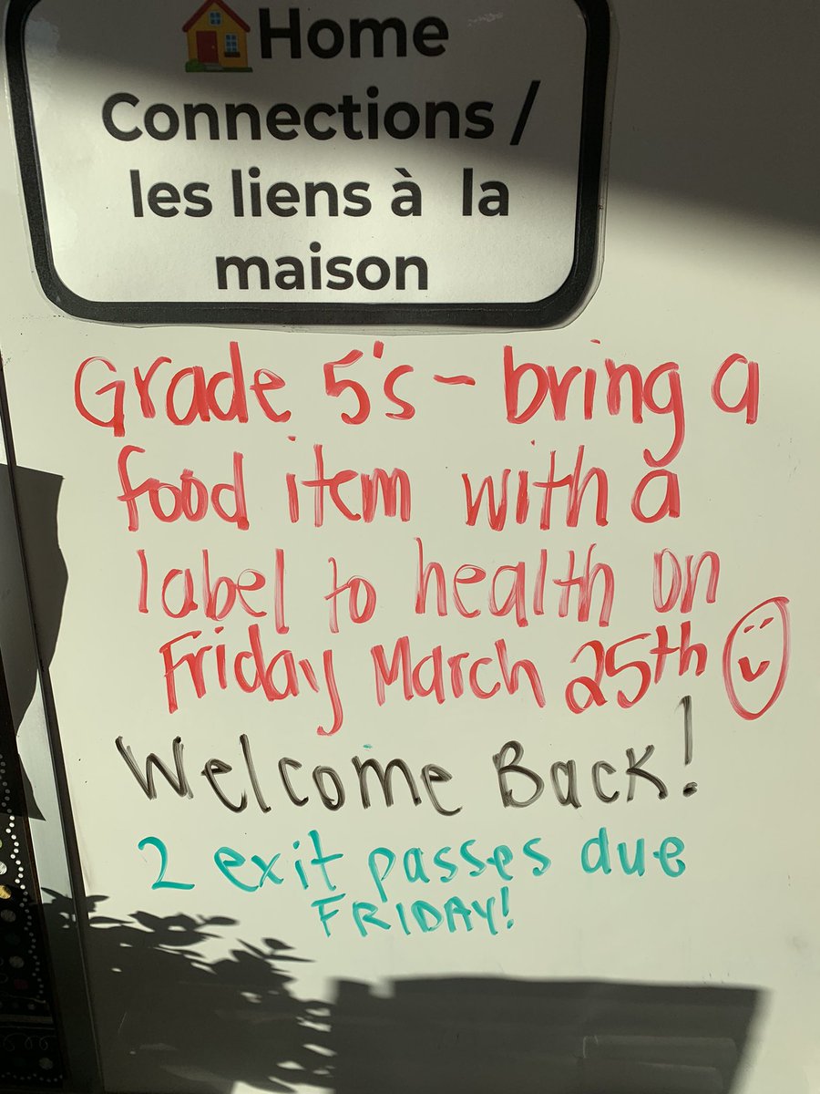 Welcome back! Home Connections for Monday March 21st!