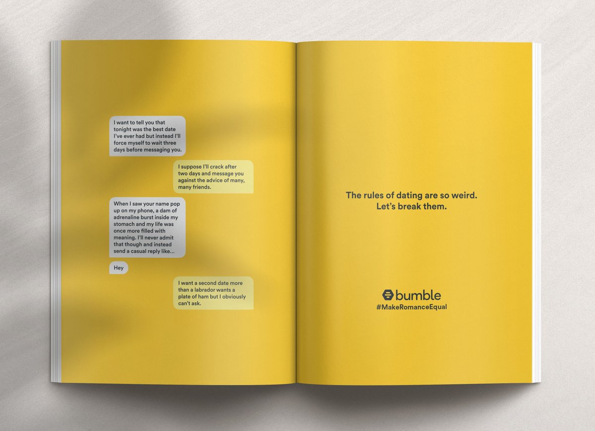 olibeale's tweet photo. I wrote some more Bumble ads. Out in various papers and magazines at the moment. As always, it was with my dear friend @AlexandreHolder https://t.co/tcU6Vj35hG