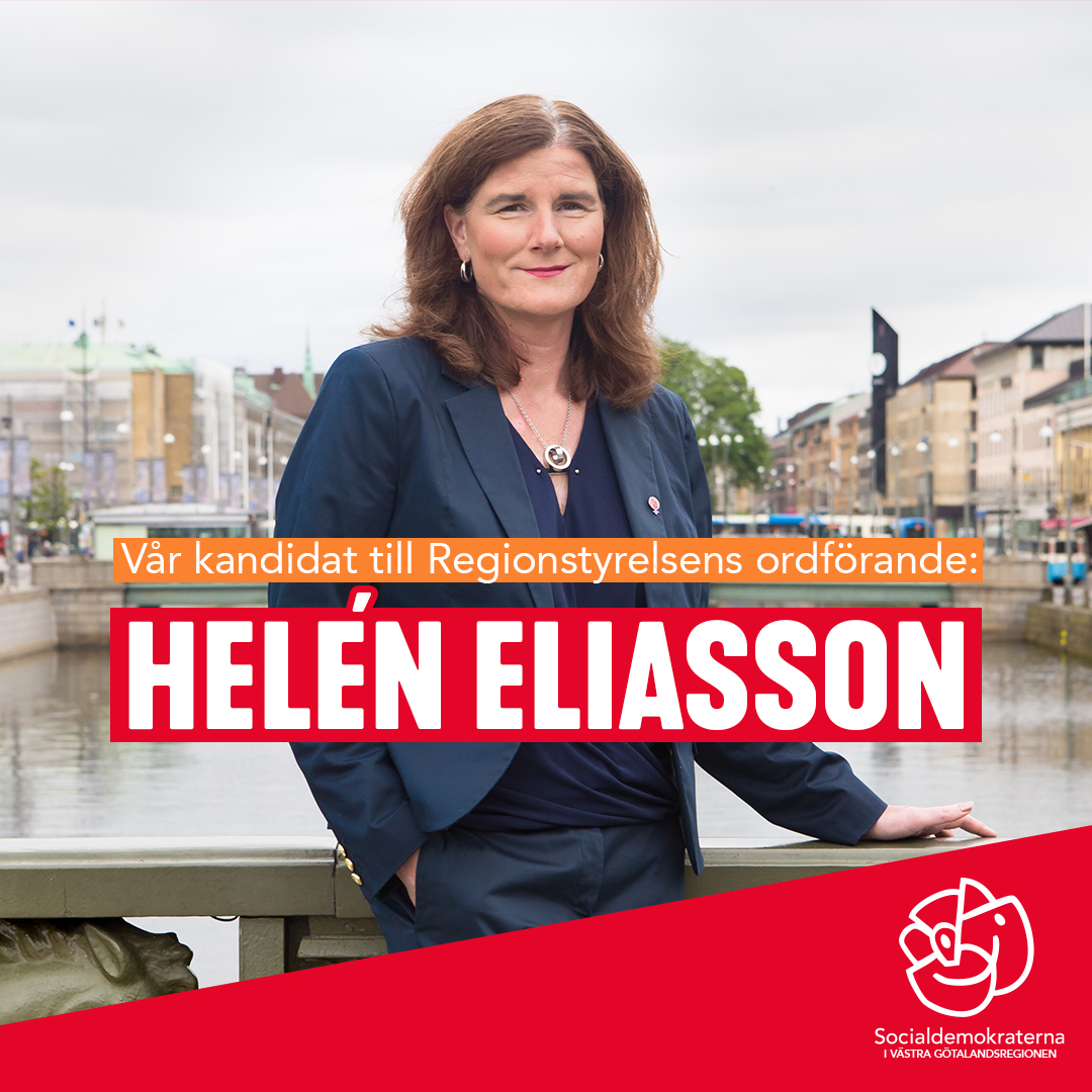 Vastsossar's tweet photo. Idag presenterar Socialdemokraterna Helén Eliasson som fortsatt gruppledare för (S) i VGR, och ordförandekandidat till Regionstyrelsen! 🌹 https://t.co/kQoqhKV6W9