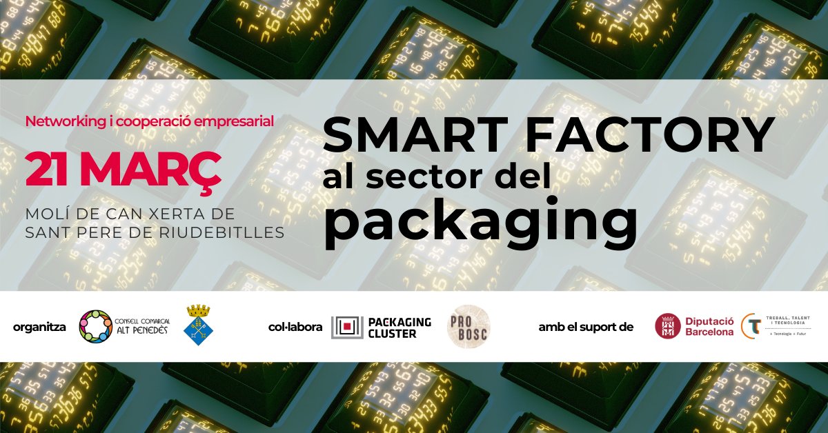 ARiudebitlles's tweet photo. Des del programa Treball, Talent i Tecnologia, juntament amb el Packaging Clúster, avui, dilluns 21 de març, té lloc a Cal Xerta aquesta jornada, on volem treballar amb les empreses de l’Alt Penedès dedicades a l’embalatge de la cadena de valor de l’alimentació i les begudes . https://t.co/Vy2kMMJXen