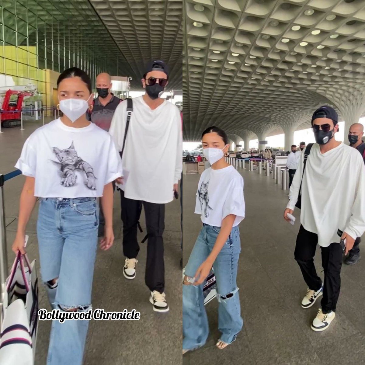 BollywoodChron's tweet photo. Actors and lovebirds Ranbir Kapoor and Alia Bhatt were seen jetting off from Mumbai on Monday.
Are they two off for a vacation?
.
.
.
#bollywoodchronicle #aliabhatt #ranbirkapoor #couplegoals #spendtimetogether #bollywoodactor #celebritystyle #airportlook https://t.co/PQvgNP2eYj