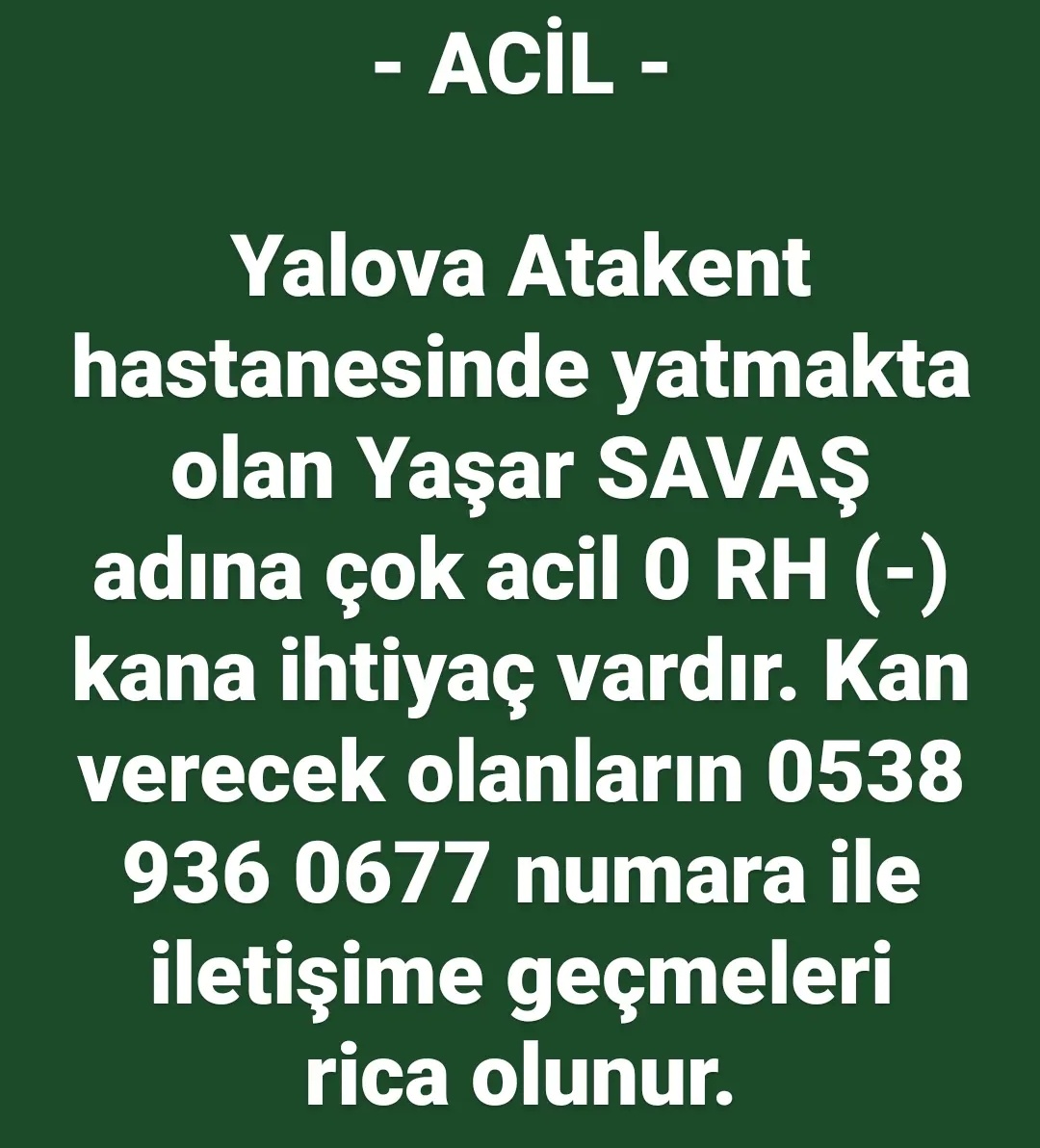 🚨Kan İhtiyacı❗️