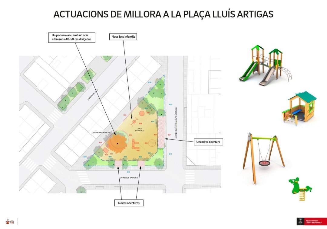 IsidrePineda's tweet photo. Comencem les obres de millora als 3 parcs del #Bugarai!
La placeta de Jacint Verdaguer, el Parc del Bugarai i la plaça de Lluís Artigas seran objecte de millora durant els propers mesos en una renovació que modernitzarà els espais verds d'aquest barri emblemàtic #CaldesDeMontbui https://t.co/O5aQRuttJm