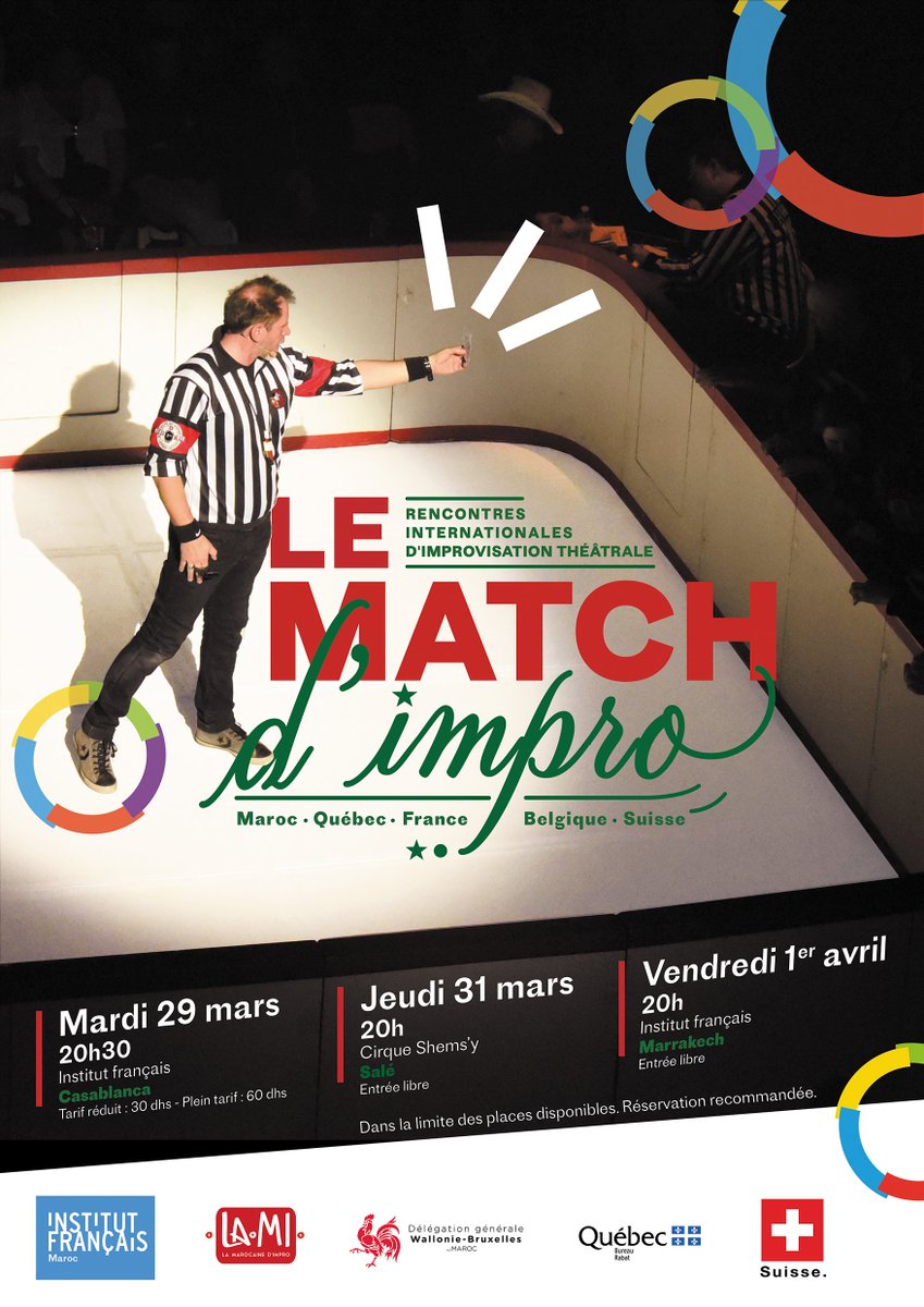 Matchs d'impro théâtrale: 📍Casablanca📅30 mars à 20h30 📍 Salé 📅 31 mars à 20h00 👉 fb.me/e/1ciUXQq3s 📍 Marrakech 📅 1er avril à 20h00 👉 fb.me/e/2liUAT9Se #Francophoniemaroc @BelgiqueMaroc