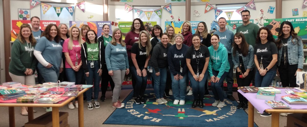 Hayes staff is ready for the Book Fair! @HayesHuskies <a href="/hayeshuskiespta/">@HayesHuskiesPTA</a> <a href="/LivoniaDistrict/">Livonia Schools</a>