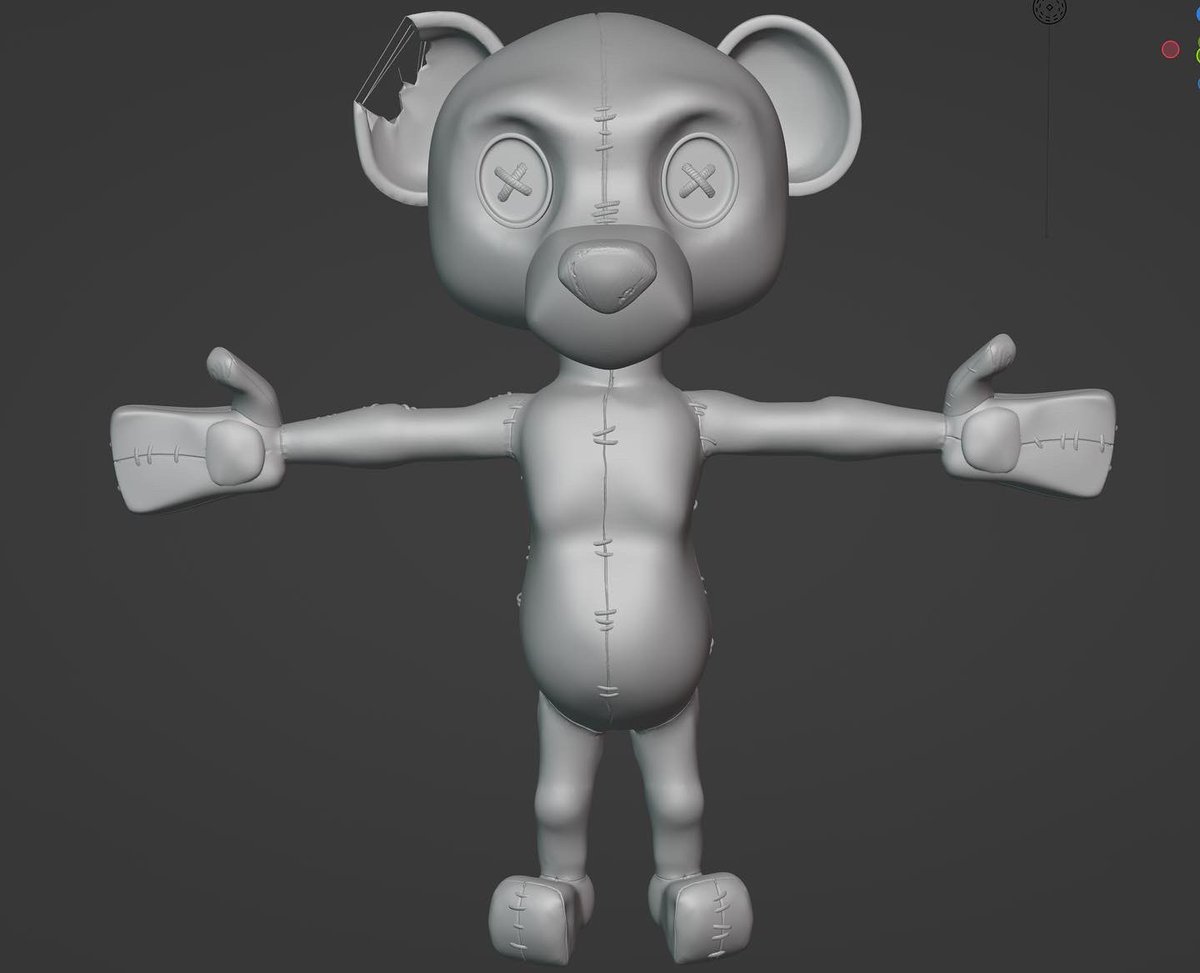 rob_rochford's tweet photo. For some reference on what a model looks like before it’s been textured. Here is the modeled form of Captain Cuddles. Each build and modeled to look just right. #captaincuddles #modeling #blender #shortfilm #animation #3D #sculpting #art #production #preproduction #working #fun https://t.co/ocUGiwbxYw