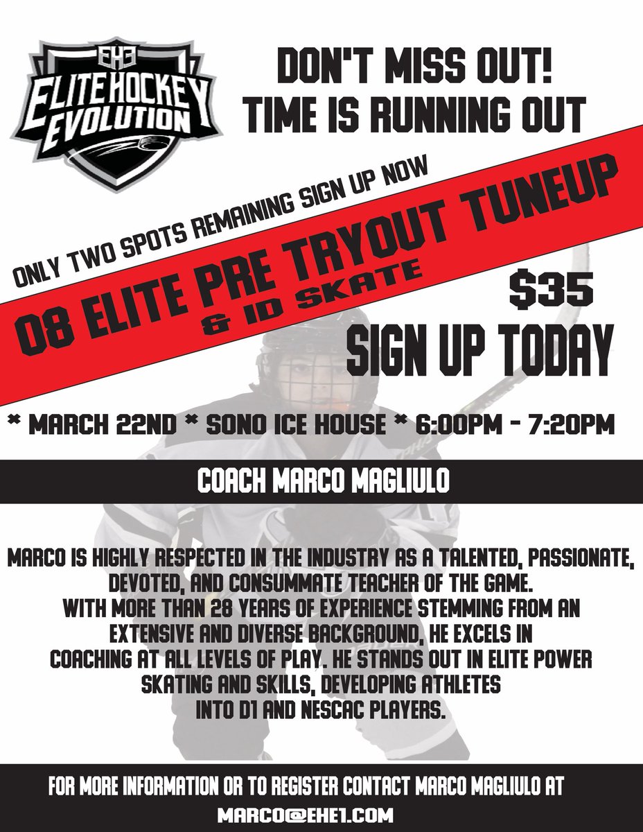 CTJrWhalers's tweet photo. Two spots remaining! Sign up today!#bettereveryday #elitehockey #procoaching #development #wheeling https://t.co/RsHTAWE4z6