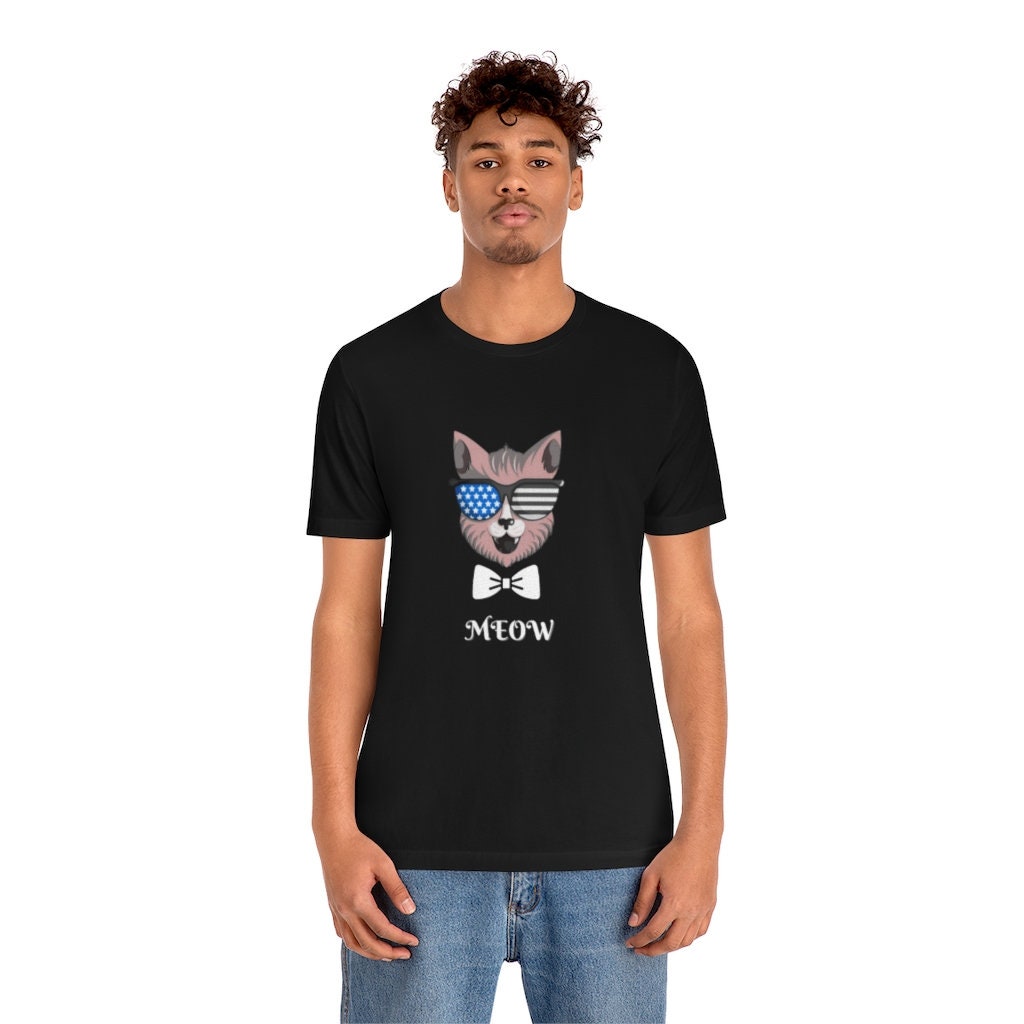 Excited to share the latest addition to my #etsy shop: Meow Unisex Jersey Short Sleeve Tee etsy.me/3wp20IP #black #blue #funnytshirt #meowtshirt #unisextshirt #justcatstshirt #catdadtshirt #adorabletshirt #shoplovingpaws