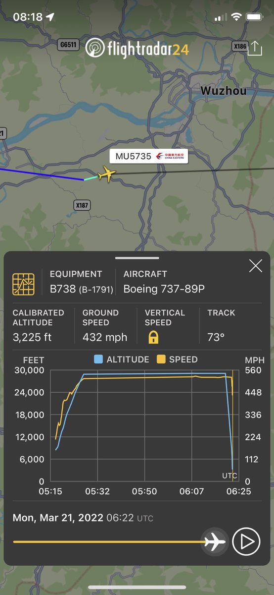 There are reports circulating that a China Eastern Airlines Boeing 737-800 has crashed. B-1791 #MU5735 was en route from to Kunming to Guangzhou.