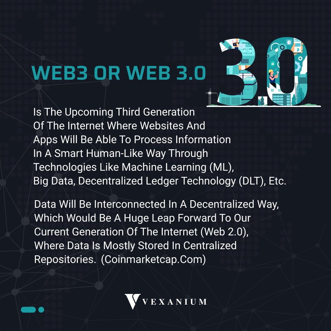 vexanium's tweet photo. "Vexanium Blockchain is WEB3 ready", ...but wait a minute. What is WEB3? Slide on the following photo to find out what WEB3 is!

#allaboutblockchain https://t.co/X19ZGoCa5O