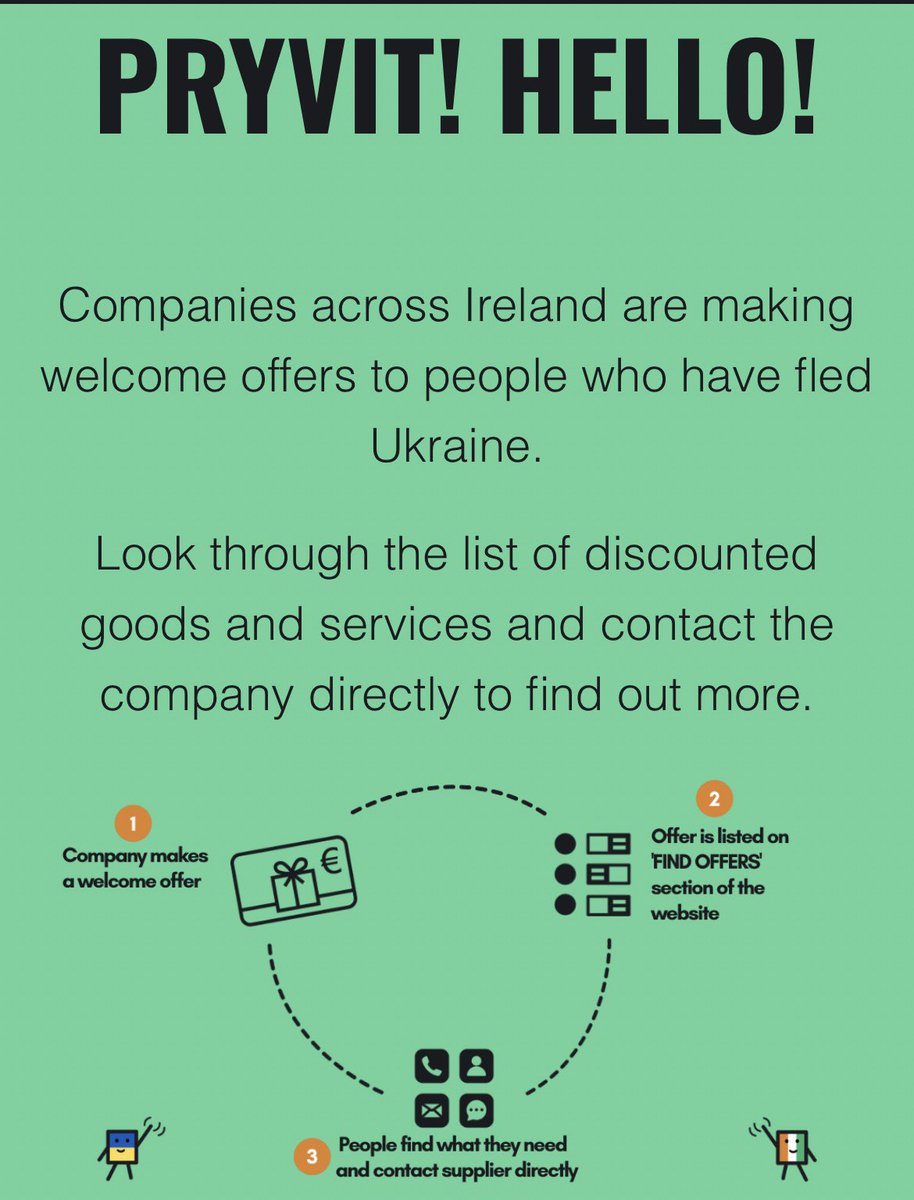 We have launched pryvit.ie this morning! This will help displaced Ukrainians get discounted of free services in 🇮🇪. Put up your corporate offer now! cc <a href="/Tech4GoodDublin/">Tech for Good Dublin</a> <a href="/waytoB_/">waytoB</a>
