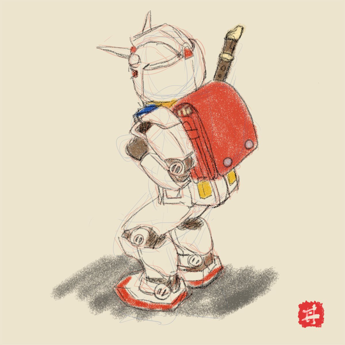 backpack solo no humans randoseru bag instrument robot  illustration images