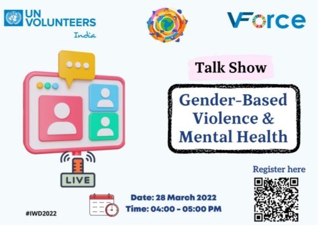 Kirthik22309643's tweet photo. Register for the talk show, Gender-Based Violence &amp; 
Mental Health 
Here you can ask about anything related to the gender 
equality. 
Attend the session on
Date: 28 March 2022
Time: 04:00 - 05:00 PM IST
Where: Zoom
Register here: https://t.co/ZDX0gF1VqT
@UNV_India https://t.co/4NWCmOG8Zm