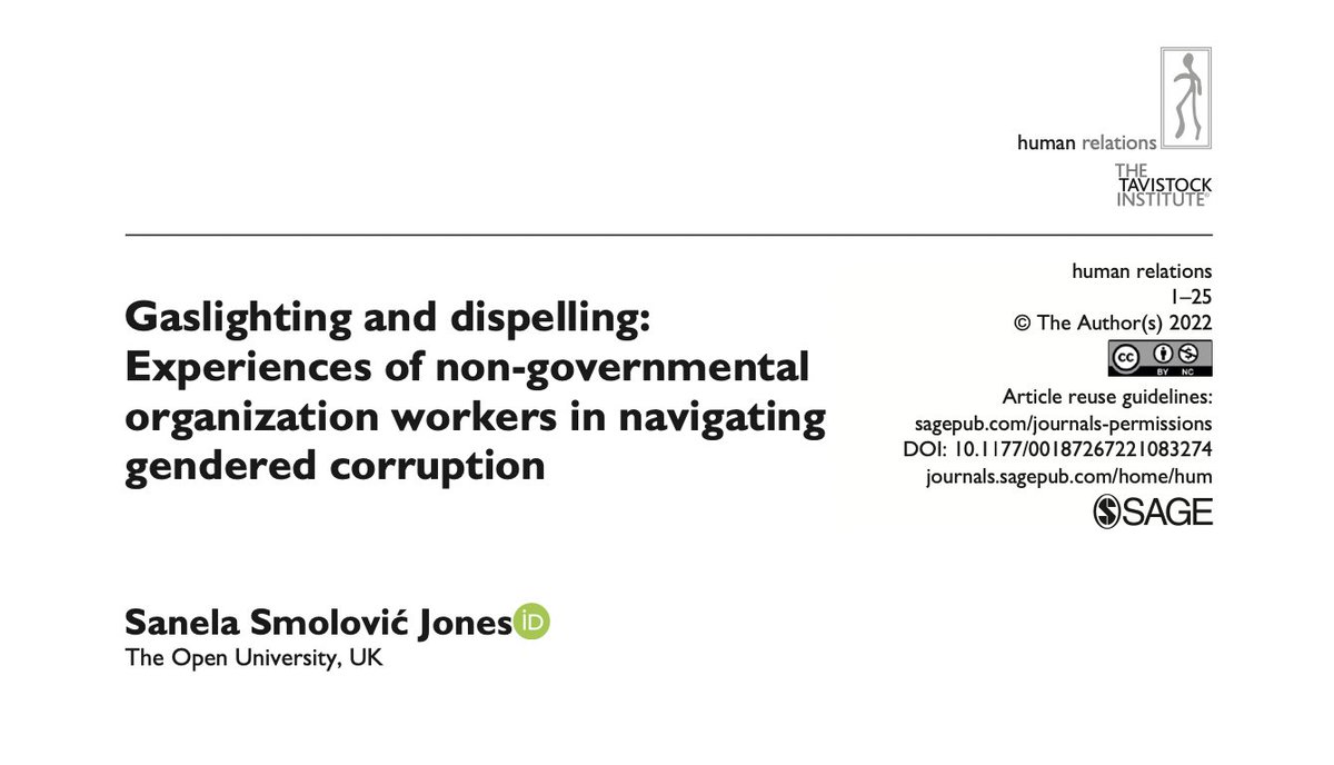 HR_TIHR's tweet photo. How does #corruption adopt #gendered #guises and how do #women combat it in practice? 

This new article @HR_TIHR proposes #gaslighting as a way of interpreting gendered corruption!

Enjoy: https://t.co/VZ3vSGM5yX

@T_I_H_R 
@OpenUniversity 
@SAGEManagement https://t.co/0Fl8PVJUqh