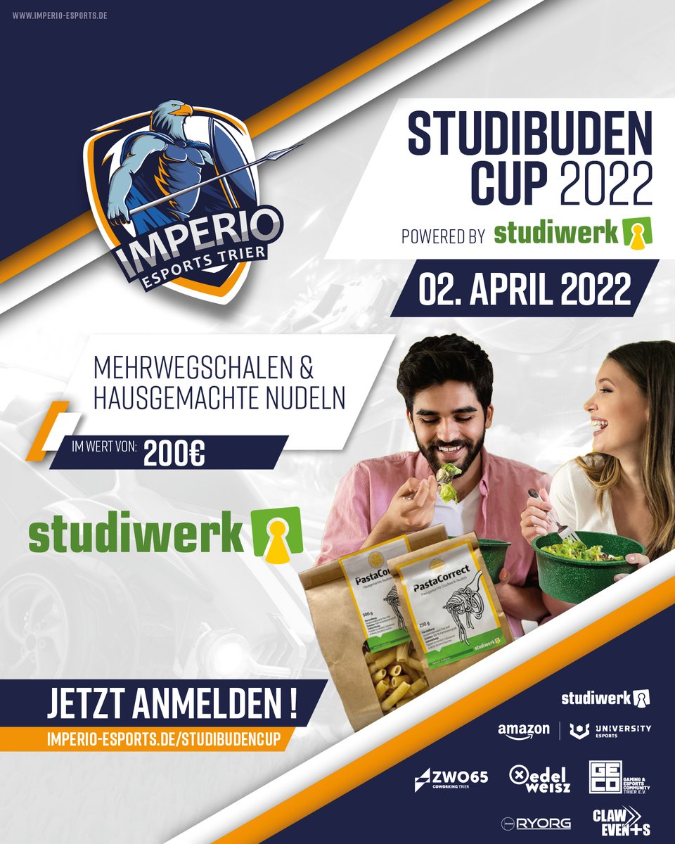 Meldet euch an zum #Studibudencup 2022 und sichert euch Mehrwegschalen und die neuen hausgemachten Nudeln im Gesamtwert von 200€! 
Vielen Dank an das Studiwerk Trier für diese tollen Preise. 
Alle Infos findet ihr unter: studibudencup.de