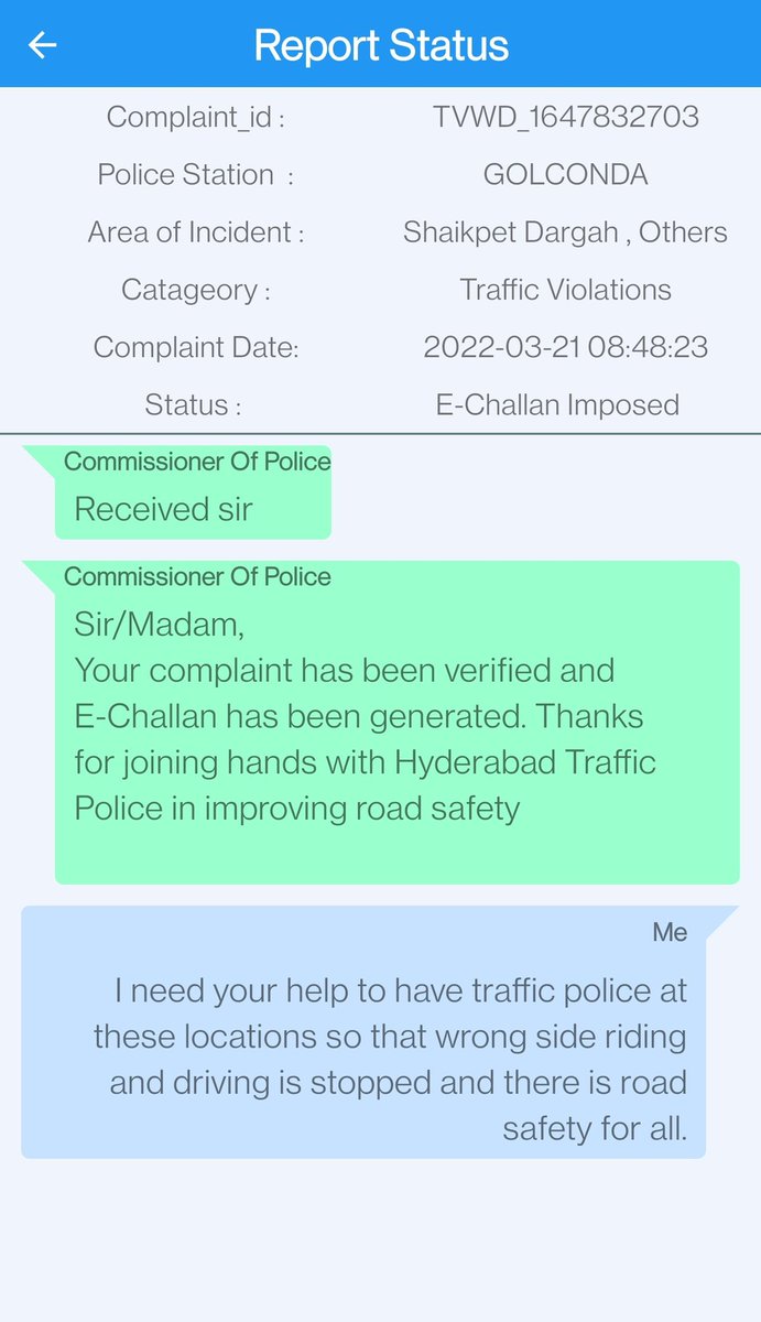 Makinaction0310's tweet photo. Thanks to #Hyderabadtrafficpolice #Golkonda for all the support. Wrong Side Riding Kills.. Please avoid.. https://t.co/aXu1VzcAg1