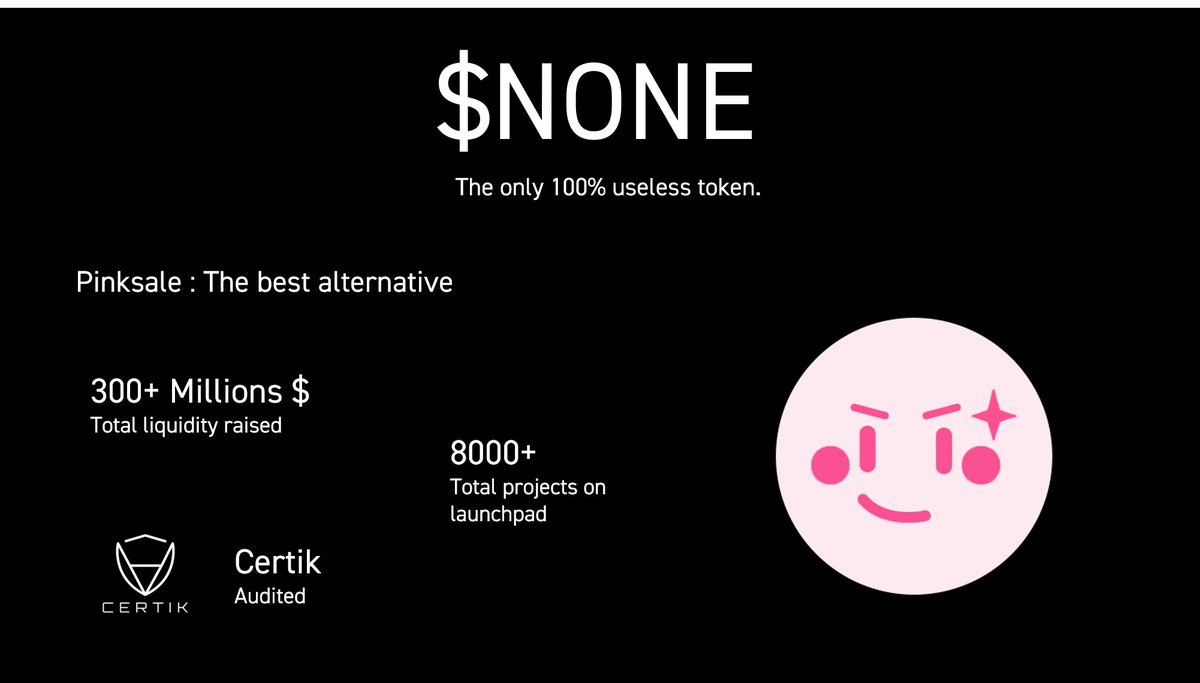 After an internal audit, we don't want to launch our token on <a href="/cointool/">CoinTool - CT.App</a> anymore. <a href="/pinkecosystem/">PinkSale (Pink Ecosystem)</a> seems to be the best alternative, and we've just contacted <a href="/HashExOfficial/">HashEx Blockchain Security</a> for an audit. Stay tuned...
#none #nothing #cryptocurrency