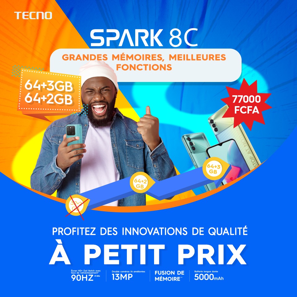 TECNOMobileCM's tweet photo. Les T_Fans📢📢 🅒︎🅔︎🅢︎🅣︎  🅛︎🅤︎🅝︎🅓︎🅘︎ 
Tu dors que ton C est où ?

Nous explosons les mémoires du #SPARK8 de 32Gb+2Gb pour 64Gb+2 et +3

C'est pas tout le prix tiens toi près à 🅢︎🅔︎🅤︎🅛︎🅔︎🅜︎🅔︎🅝︎🅣︎77000fcfa #TECNOMobileCM 
#momdaymotivation https://t.co/WGx7ug6Ia4