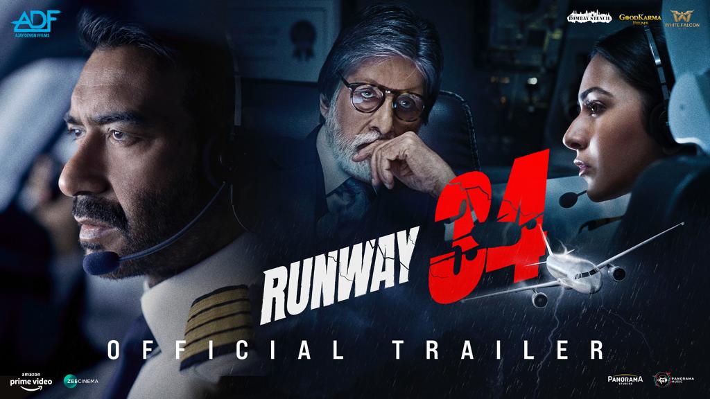 taran_adarsh's tweet photo. AMITABH - AJAY DEVGN: 'RUNWAY 34' TRAILER ARRIVES... Here's #Runway34Trailer, featuring  #AmitabhBachchan, #AjayDevgn, #RakulPreetSingh and #BomanIrani... #Runway34 is directed by #AjayDevgn... Link: https://t.co/lw2X19rZiC https://t.co/QQJPhPX8CX