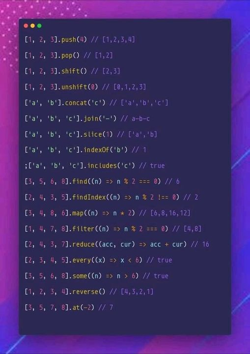 codek_tv's tweet photo. Top 10 JavaScript Array Methods You Should Know
☞ https://t.co/jk3CyPd7e1
#javascript #web #programming #developer #js #morioh #array https://t.co/lur3lL20ZY