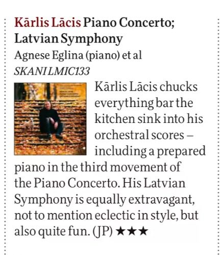 "Equally extravagant, eclectic in style, quite fun" – says BBC <a href="/MusicMagazine/">BBC Music Magazine</a> Brief Notes section about @KarlisLacis and <a href="/Liepajasymphony/">Liepājas Simfoniskais orķestris</a> by #SKANi 🎵
