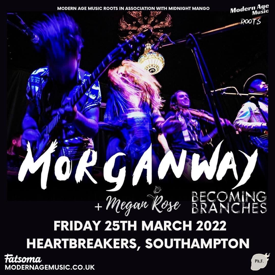 ModernAgeMgt's tweet image. 💥Six piece Americana band @MorganwayUK headlines @heartbsoton Southampton, this Friday 25th March 2022 🎉 support from @meganroseuk &amp;amp; Becoming Branches 

🎟 modernagemusic.co.uk