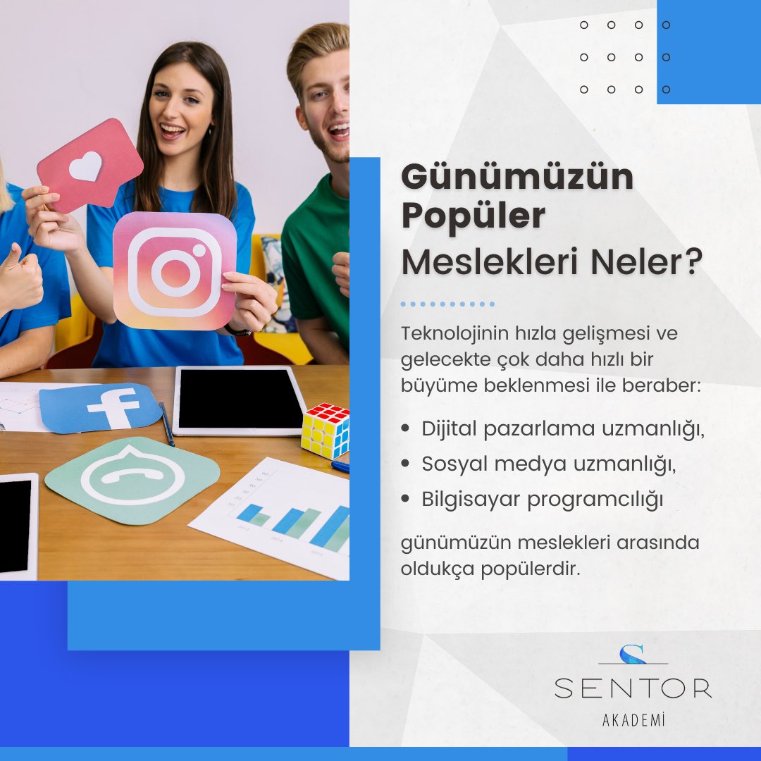 SentorAkademi's tweet photo. Günümüzün Popüler Meslekleri Neler?

Teknolojinin hızla gelişmesi ve gelecekte çok daha hızlı bir büyüme beklenmesi ile beraber:

#sentor #sentorakademi #akademi #academy #eğitim #education #bilgi #information #değişim #gelişim #changing #development #progress https://t.co/QdhKk0TczA
