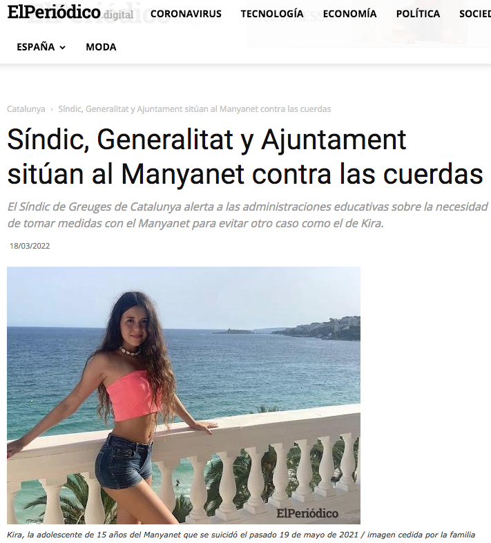 Quiero que el Ayuntamiento de Barcelona sea acusación popular contra el Manyanet por el suicidio de Kira. La Generalitat ya se presenta como acusación y el Ayuntamiento está planteándoselo. #StopBullyingForKira <a href="/paugv87/">Pau Gonzàlez Val</a> pblsts.com/1sodz2ggsrzr