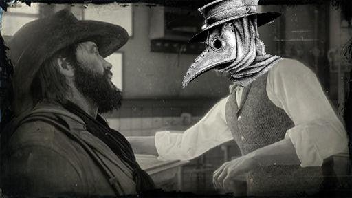 Oswald_Crowley's tweet photo. #cracythoughts that wouldn't really surprise @AvifomN or @Clintter1 if rockstar would add a full on plague doctor mask with some mask to cover the rest of your head to #rdo I would absolutely become some kind of doctor! #SaveRedDeadOnline #weirdidea https://t.co/CIgsgULQtj