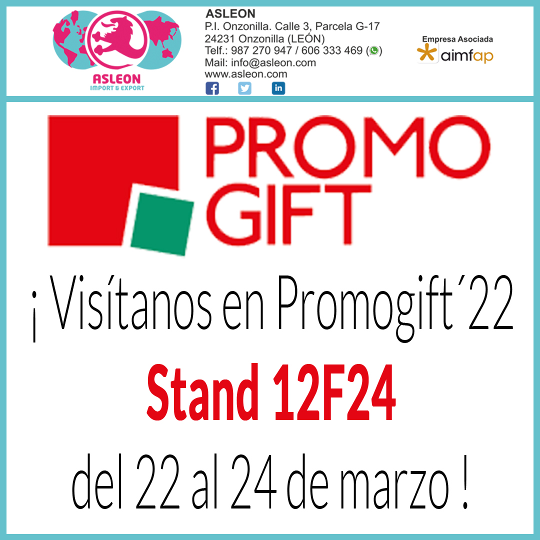 ASLEON_SL's tweet image. 📣 Visítenos en Promogift del 22 al 24 de Marzo

🖥asleon.com

#DejamosHuella 🐾 | @aimfap | #PromotionalItems | #PromotionalGifts | #Leonesp 🦁 | #Promogift