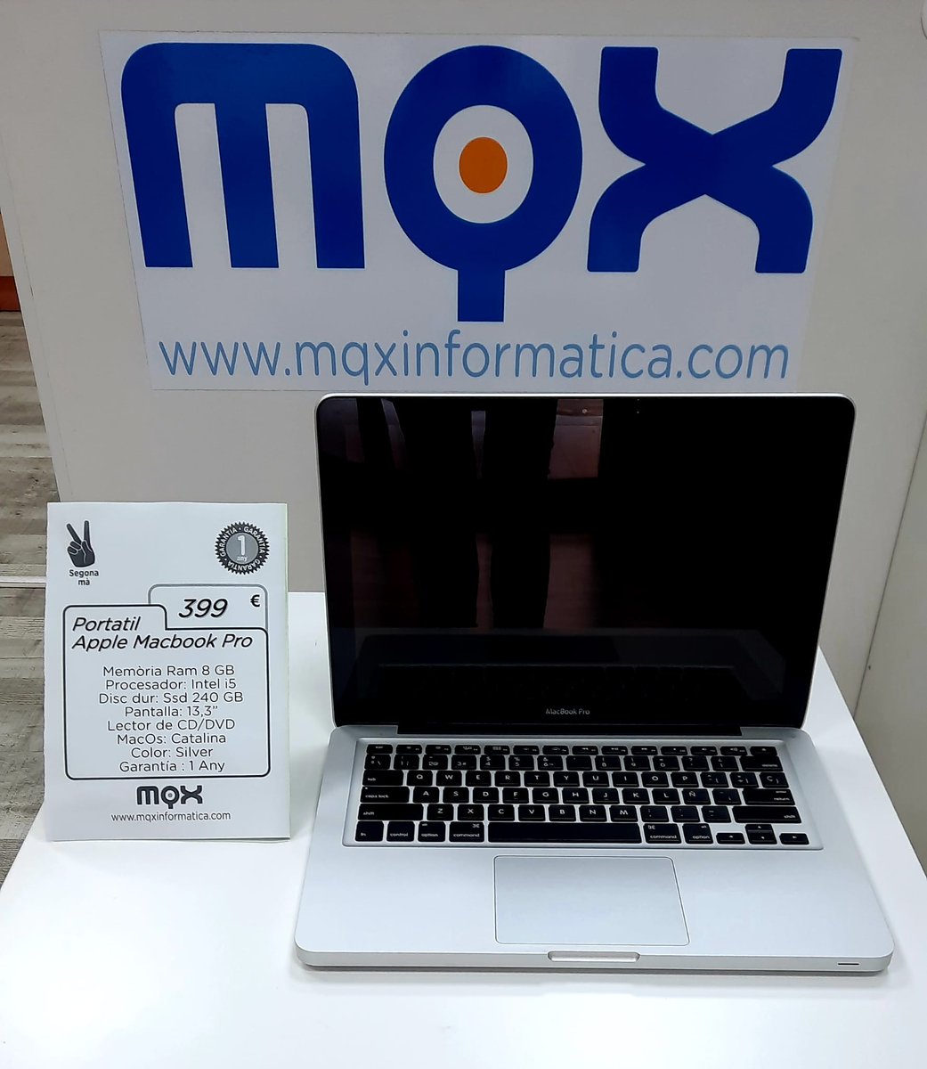 🔵Equipo de 2a mano!!!!!!
💻💻

  - Macbook Pro - 
Procesador: i5
Ram: 8 GB
Disco duro: 240 GB SSD
Lector de CD / DVD

P.V.P: 399€ 

#Promocion #portatil #MacBookPro #Apple #Oferta #intel #informatica #2amano  #i5 #RAM #novedades #Barcelona #vilanovailageltru