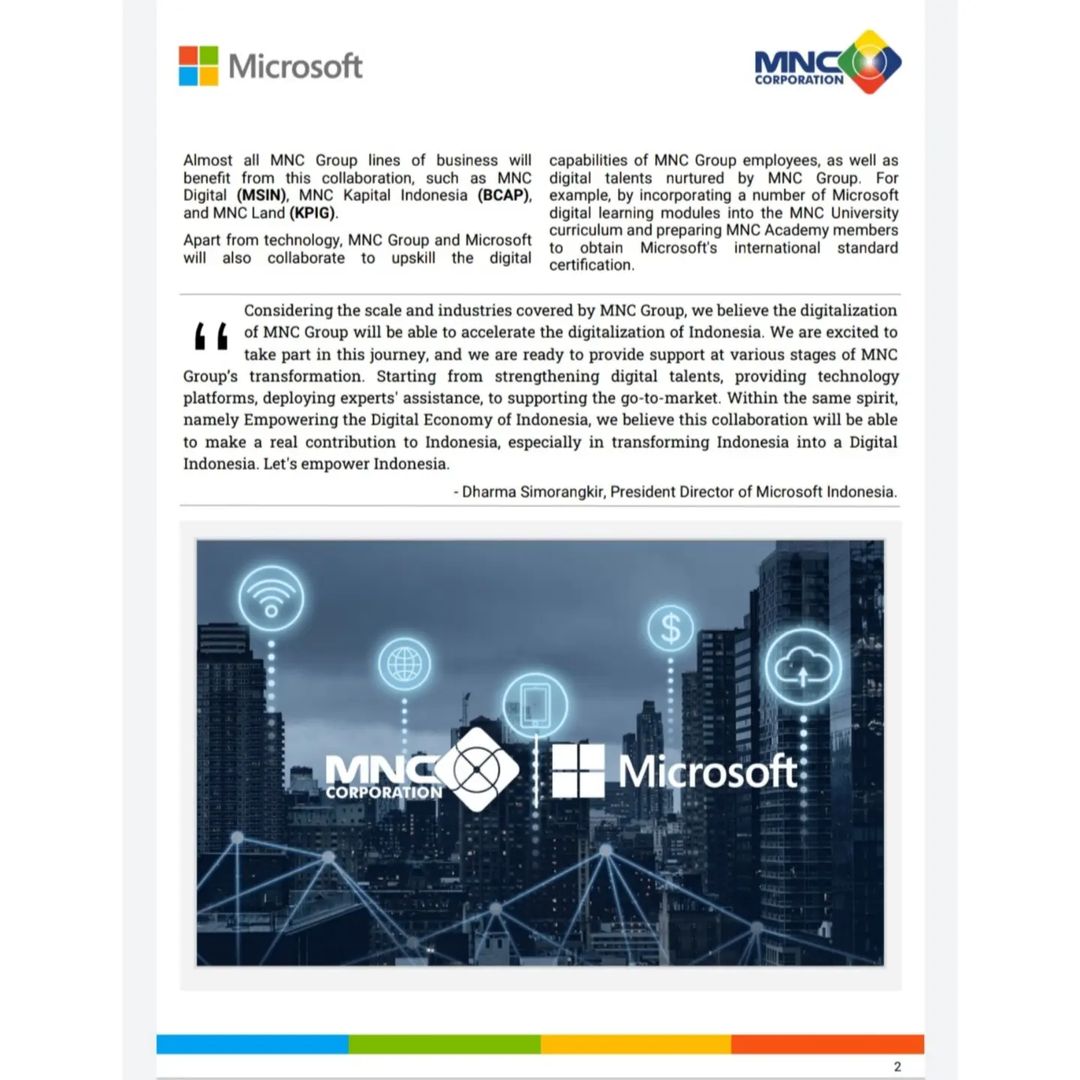 884GlobalRadio's tweet photo. entertainment, pendidikan, hingga e-commerce.

Diharapkan kerja sama ini juga bermanfaat bagi percepatan digitalisasi nasional.

Terima kasih Microsoft atas kepercayaannya terhadap MNC Group. #HT

#MNCGroup #Microsoft #BHIT #MSIN #BCAP #KPIG #HaryTanoesoedibjo https://t.co/45cPCUY0jx