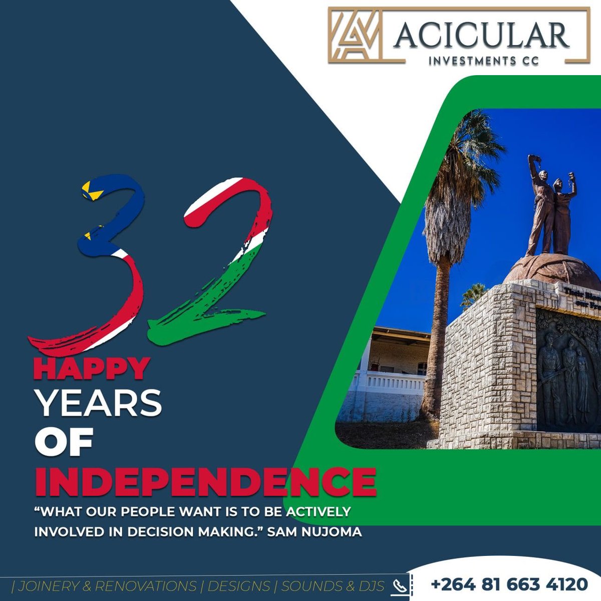 DjTC__'s tweet photo. Happy Independence Day 🇳🇦
Their blood waters our freedom 🇳🇦
#Acicularinvestments
#namibianindependence #namibia32 #NamibiaAt32 https://t.co/4qO3gYXNaS