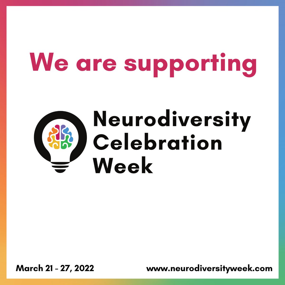 It's #NeurodiversityCelebrationWeek! ✨

Visit <a href="/NCWeek/">Neurodiversity Celebration Week</a>'s website for some great resources on how we can all support acceptance, equality and inclusion in schools and workplaces: loom.ly/3NHfUiU