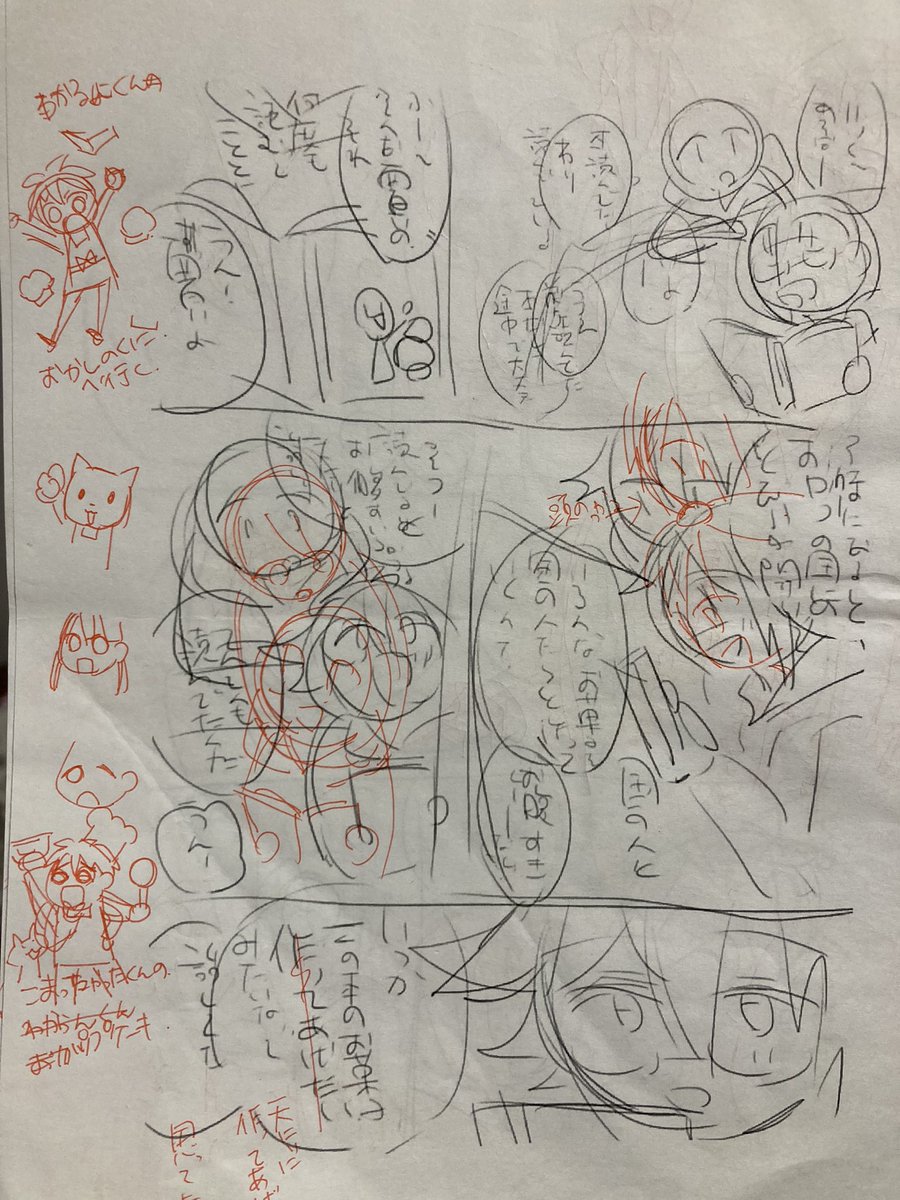 描きかけのネームがたくさん出てきてがんばってくださいって思いました
これは環くんの握手会にきたバスケ少年の話
あと『なかよしおやつタイム』のネーム修正 