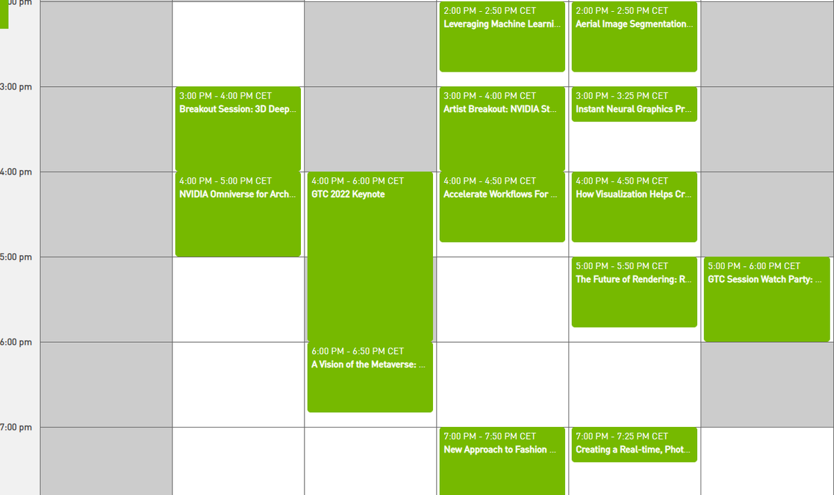 Sircher943's tweet photo. Can't wait to attend all these events in #GTC22 #nvidia https://t.co/UsAUyoHscL