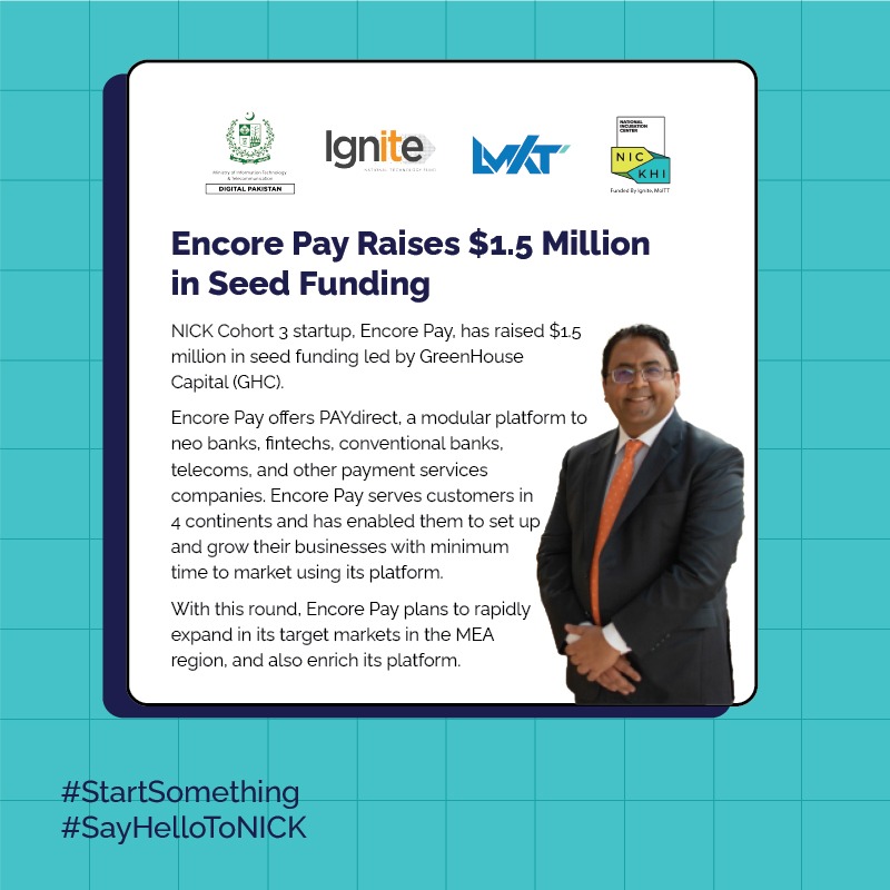 NICK Cohort 3 startup, Encore Pay, has raised $1.5 million in seed funding led by GreenHouse Capital (GHC). 

We wish founder, Imran Saeed, and his team a massive congratulations on achieving this milestone.

#StartSomething #SayHelloToNICK