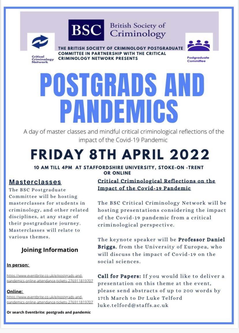 We now not only have Prof Dan Briggs as a Keynote @lockdownstudy but we have @lloyd_a1 Anth Lloyd talking about his new Ultra realist book Making Sense of Ultra Realism, where popular culture is used to explore core concepts. NOT to be missed! @URealists @BSCPG1 @BritSocCrim.