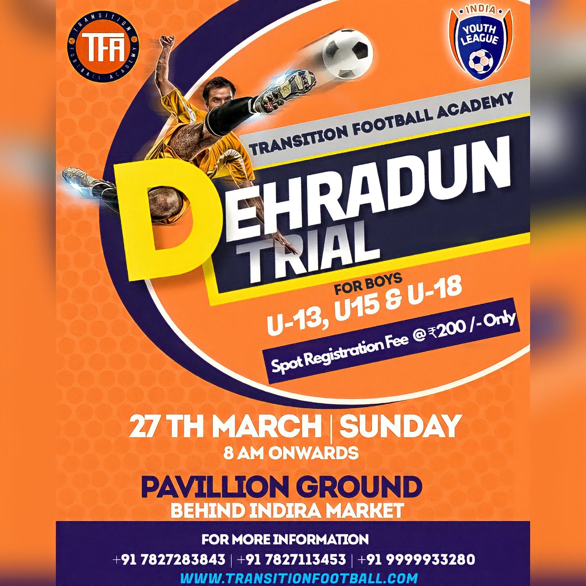 FaTransition's tweet image. After successful Manipur trials our scouting journey reaches one of the Hubs of young footballing talent in India...#Dehradun

Get ready guys to show your skills and passion on 27.03.22.
Good luck 👍⚽

#transitionfa #dehradun, #dehraduntrials #dehradunfootball #football #sports