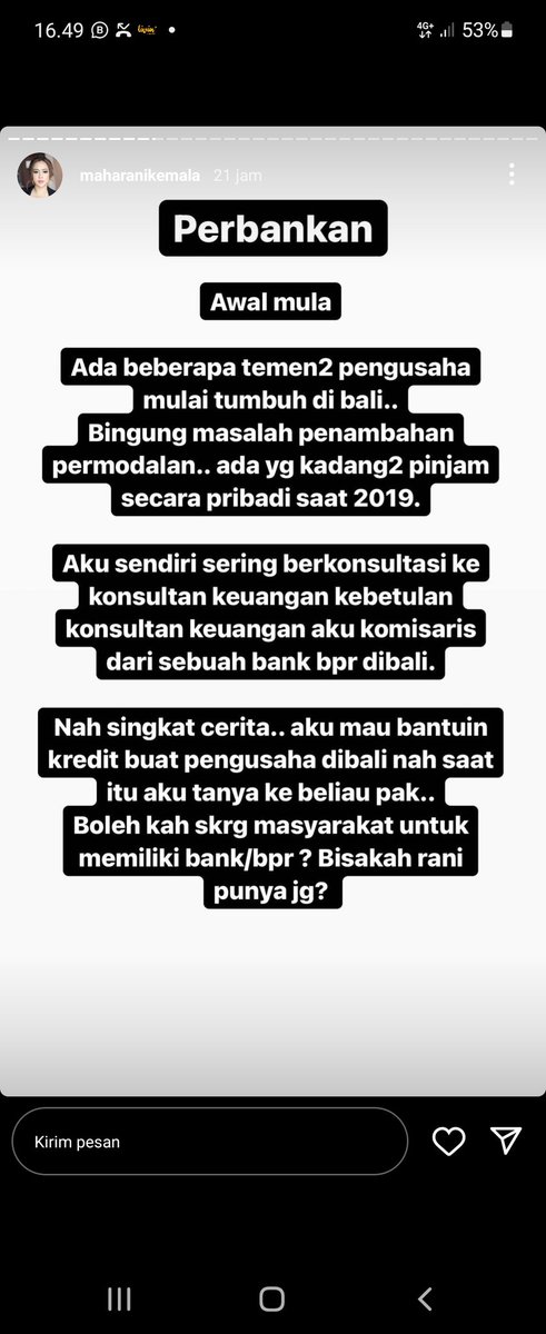 NovaArab1's tweet photo. @pure_snowball @furiratnasari17 @lintang_ayoe @cmaorggpenting @XIXdgmbkXIX bikin bank jg bukan sembarangan org bs bikin. Dana nya jg harus jelas dan di awasi OJK jg BI.  Cek sendiri story maharani ya disini cuma bs 4 foto doang biar info jg gk setengah2. maharani taat pajak bahkan wajib pajak terbaik itu cek sendiri di postingannya ig : pajakgianyar https://t.co/oXaPoBZXJ9