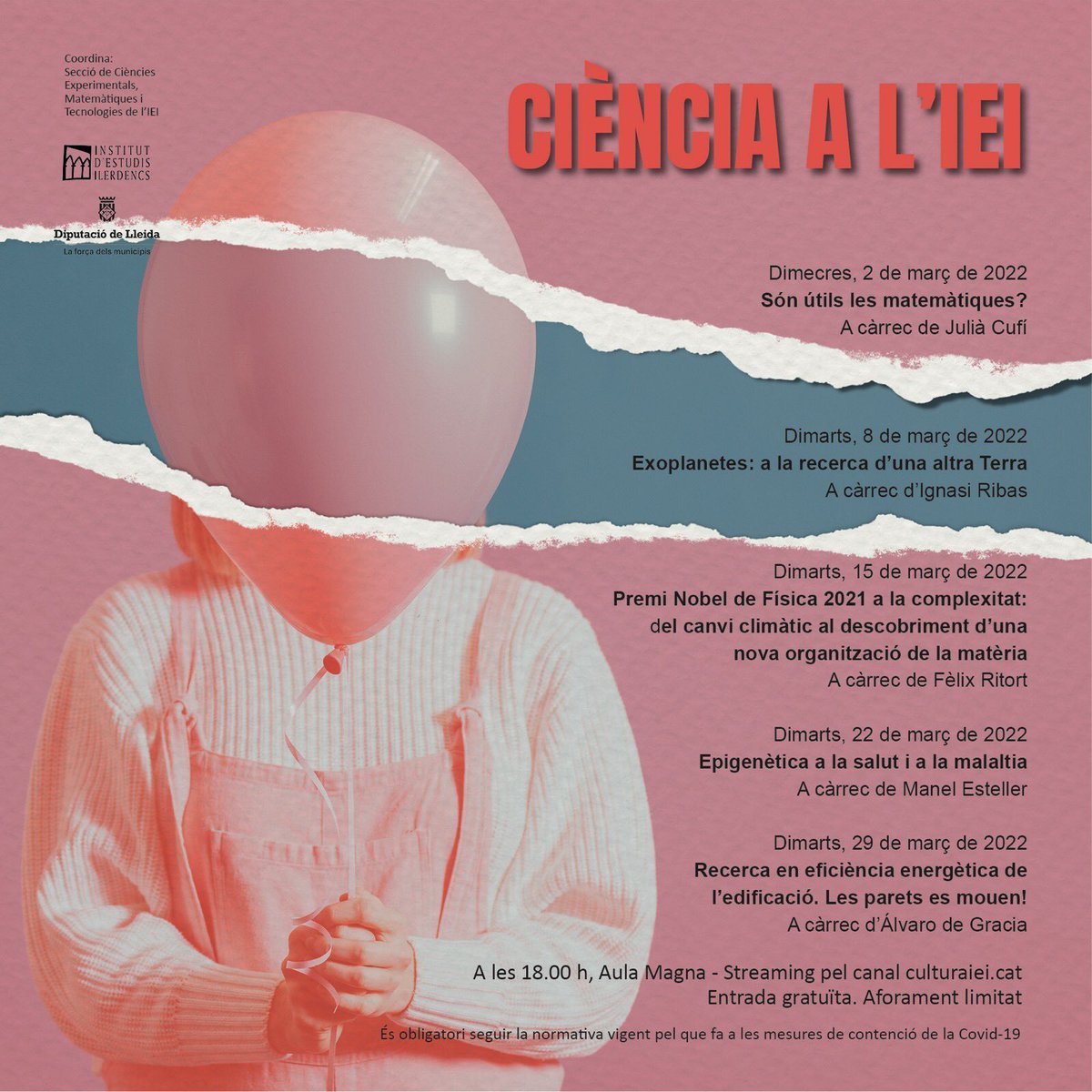 Demà dimarts 22 de març, a l'IEE, conferència del Dr. Manel Esteller a Lleida, una referència mundial en el mon de l'epigenètica. No us ho perdeu.